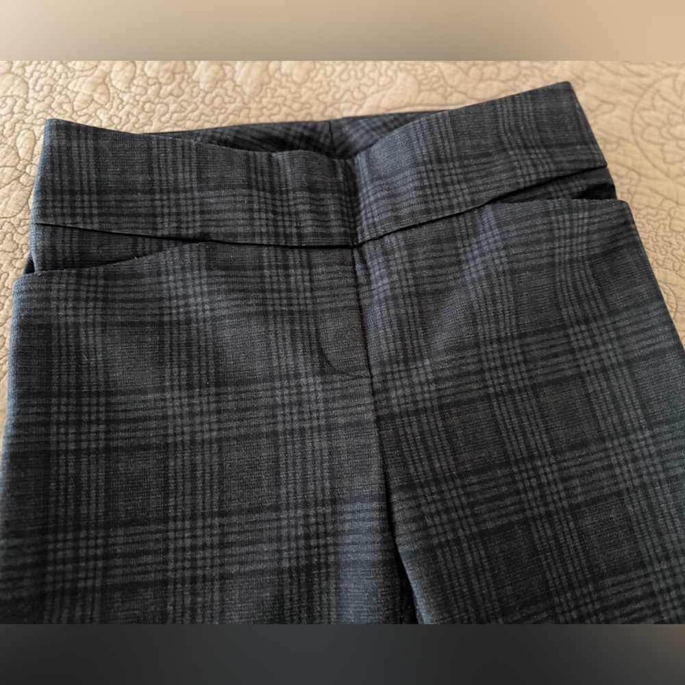 Dalia Gray Plaid Ponte Cigarette Pants, Size S